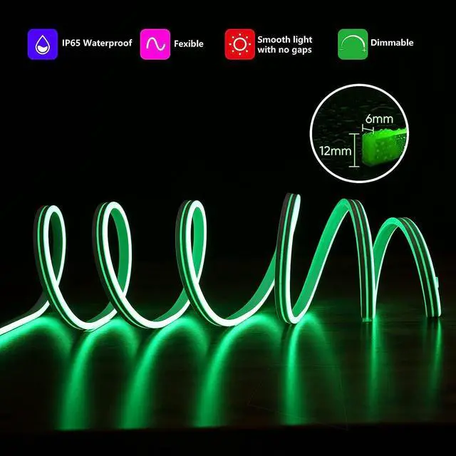 Alt view image 3 of 7 - LED Neon Light Strip,12V Smart Neon LED Strip Light,16.4ft / 5M RGB Neon Strip Light with Remote Control and APP Control, 20 Modes Rope Lights, Living Gaming Room Wall Decor