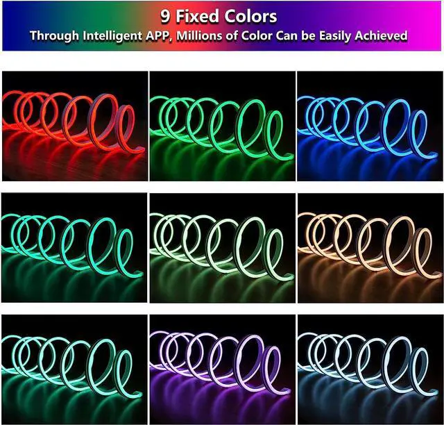 Alt view image 2 of 7 - LED Neon Light Strip,12V Smart Neon LED Strip Light,16.4ft / 5M RGB Neon Strip Light with Remote Control and APP Control, 20 Modes Rope Lights, Living Gaming Room Wall Decor