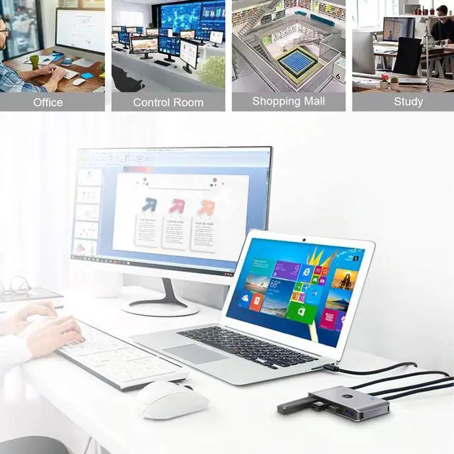 Alt view image 6 of 7 - USB 3.0 KVM Switch Selector for 2 Computers Share 4 USB 3.0 Device, 2 in 4 Out USB 3.0 Switcher for Keyboard Mouse Printer Scanner PC Laptop One Button Switch Adapter with 2 Pack USB 3.0 Cables