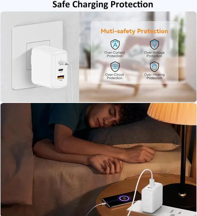 Alt view image 6 of 7 - USB C Charger, 65W 3 Port Foldable USB C Wall Charger, PD 3.0 Fast GaN Charger Block Compatible for Mac-Book,i-Pad,i-Phone 14 13 12 Pro Max, Galaxy S23 S22 S21 S20 Note 20, Steam Deck,Switch