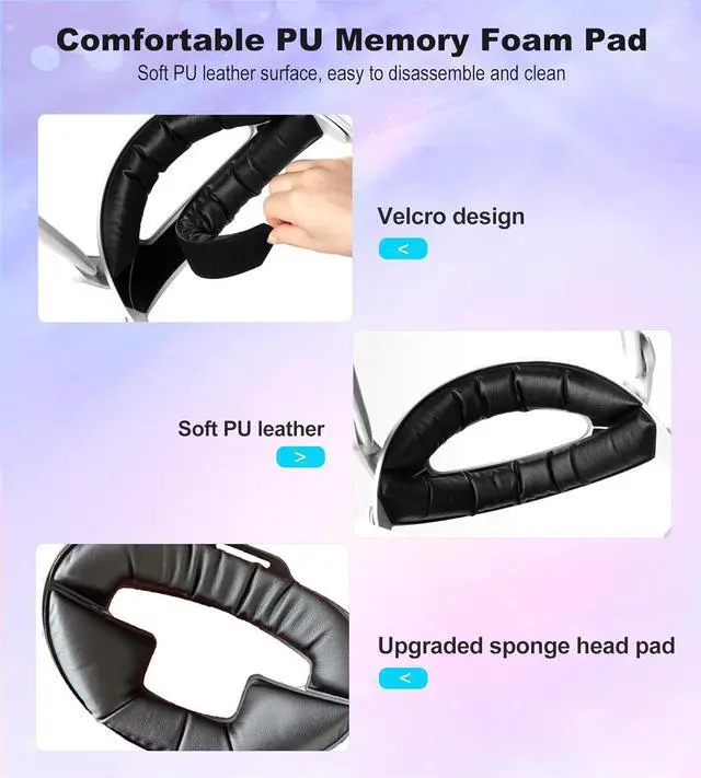 Alt view image 6 of 7 - VR Head Strap Compatible with Me-ta/O-culus Quest 3, 6000mAh Battery Head Strap VR Accessory for Me-ta Quest 3, One-Button Retractable, Adjustable Support with TPU Silicone Pad & PU Sponge Pad