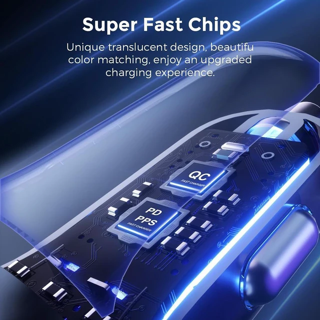 Alt view image 2 of 7 - 120W USB C Fast Car Charger, 4-Ports Car Charger Adapter, Dual Type C PD 60W/PPS 60W Compatible with iPhone14/13 Pro/Max/12/Galaxy S23, Dual USB-A 18W QC3.0 for Android Phones (Blue)
