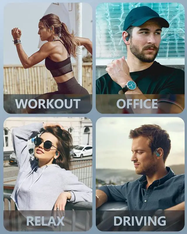 Alt view image 7 of 7 - Wireless Earbuds Bluetooth Headphones 120H Playtime Stereo Ear Buds Bluetooth 5.3 Dual Power Display Sports Headphones with Earhooks IPX7 Waterproof Earbuds with ENC Mic Over-Ear Earphones for Running