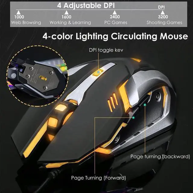 Alt view image 6 of 7 - Keyboard and Mouse,Gaming Keyboard and Mouse,Light up Mouse and Keyboard Combo,Wired Keyboard and Mouse combo,Computer Keyboard and Mouse, Orange Backlit Keyboard LED keyboard and mouse for X-box PS-4