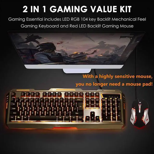 Alt view image 3 of 7 - Keyboard and Mouse,Gaming Keyboard and Mouse,Light up Mouse and Keyboard Combo,Wired Keyboard and Mouse combo,Computer Keyboard and Mouse, Orange Backlit Keyboard LED keyboard and mouse for X-box PS-4