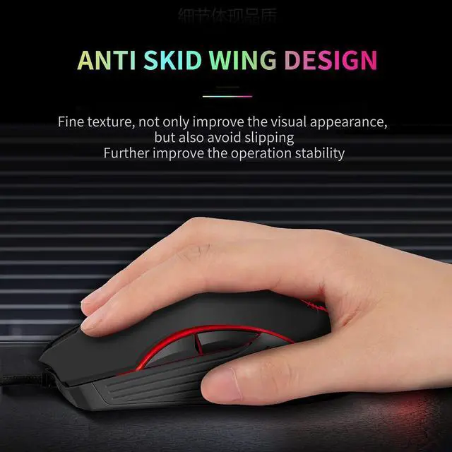 Alt view image 3 of 7 - Wired Gaming Mouse, 7 Colors Backlit Optical Game Mice Ergonomic USB Wired with 2400 DPI and 6 Buttons 4 Adjustable DPI for Computer/Win/Mac/Linux/Andriod/iOS. (Black)