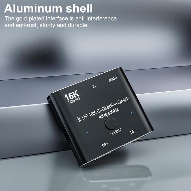 Alt view image 7 of 7 - 2 Port DisplayPort Switch, 16K@60Hz DP Switch Bi-Direction 8K@120Hz 4K@240Hz Displayport Splitter Converter for Multiple Source and displays 16K DP Video Converter