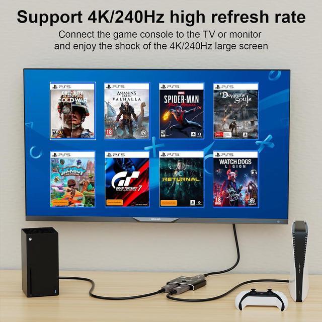 Alt view image 6 of 7 - 2 Port DisplayPort Switch, 16K@60Hz DP Switch Bi-Direction 8K@120Hz 4K@240Hz Displayport Splitter Converter for Multiple Source and displays 16K DP Video Converter