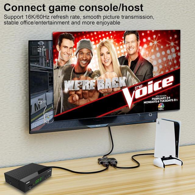 Alt view image 5 of 7 - 2 Port DisplayPort Switch, 16K@60Hz DP Switch Bi-Direction 8K@120Hz 4K@240Hz Displayport Splitter Converter for Multiple Source and displays 16K DP Video Converter