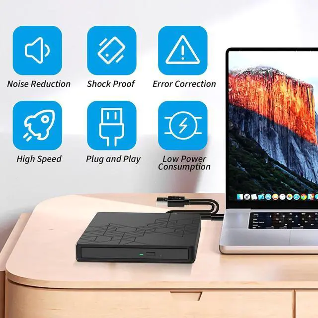 Alt view image 7 of 7 - [5 in 1] External DVD Drive, External DVD CD Drive USB 3.0 Type-C DVD/CD+/-RW Burner Drive with USB Port & SD TF Slot, External Optical DVD Drive for Windows XP/2003/Vista/7/8.1/10,Linux,Mac OS System