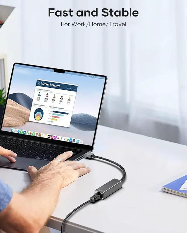 Alt view image 7 of 7 - USB to Ethernet Adapter, USB 3.0 to 10/100/1000 Gigabit Wired LAN Network Adapter, 1000Mbps RJ45 Internet Adapter Compatible with M-ac-Book,Surface,Laptop PC with Windows 11/10/8.1/8/XP, macOS, Linux