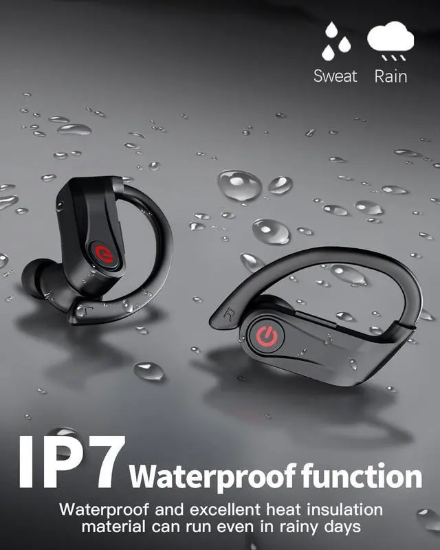 Alt view image 4 of 7 - True Wireless Earbuds, Bluetooth Headphones Sports Over-Ear Bluetooth 5.3 Ear Buds with Earhooks 120H Playtime Wireless Headphones for Workout Waterproof Bluetooth LED Power Display