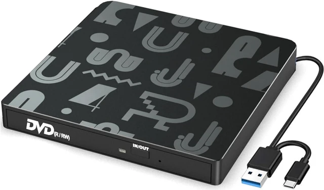 Main image of External CD DVD Drive, USB C & USB 3.0 Laptop Drive Portable External Disc Drive, High Speed Data Transfer USB 3.0 Type-C External CD/DVD Optical Drive, Compatible with Window 10/8/7, Laptop, PC
