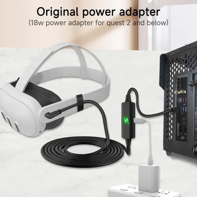 Alt view image 2 of 6 - USB A to C VR Link Cable Compatible with M-e-t-a Quest 3, Extend Playtime, 16ft / 5M USB 3.2 Link Cable USB A to USB C Charging Cable Suitable for O-cu-lus Quest 2/ Pico VR Headset and PC Connection