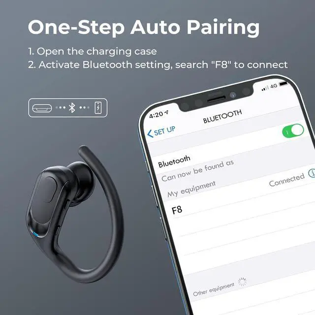Alt view image 5 of 7 - Wireless Earbuds Bluetooth 5.3 Headphones 130hrs Playtime Wireless Charging Ear Buds IPX7 Waterproof Earphones Over-Ear Headset with Earhooks LED Power Display for Sports Workout Running Gym