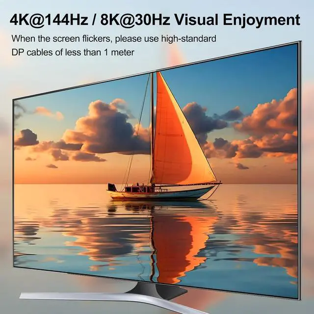 Alt view image 3 of 7 - 8K DisplayPort KVM Switch 3 PC 2 Monitors 8K@30Hz, 4K@144Hz, Dual Monitor Displayport KVM Switch with DisplayPort 1.4 and 4 USB 3.0 Ports for 2 PC/Laptops, with DP + USB Cable and Desktop Controller