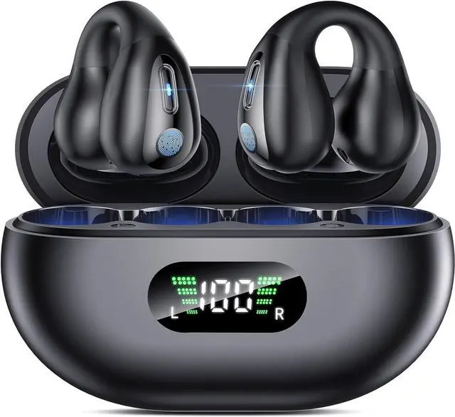 Main image of Open Ear Headphones, Clip On Wireless Earbuds Bluetooth 5.3 Earphones, Sports Ear Buds with ENC Mic, 36 Hours HIFI Earpods with LED Display Charging Case, IPX7 Waterproof Running Earphones