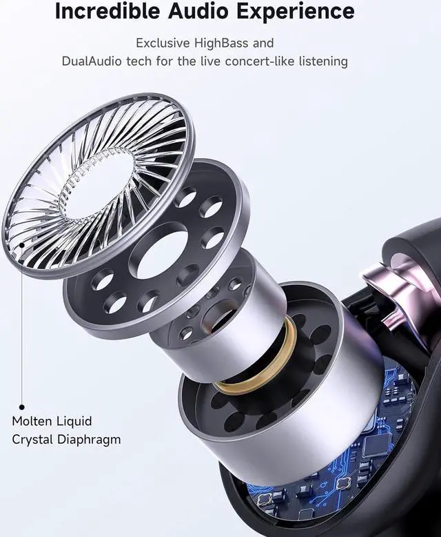 Alt view image 5 of 7 - Open Ear Headphones, Clip On Wireless Earbuds Bluetooth 5.3 Earphones, Sports Ear Buds with ENC Mic, 36 Hours HIFI Earpods with LED Display Charging Case, IPX7 Waterproof Running Earphones