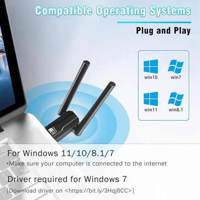 Alt view image 2 of 7 - Bluetooth 5.4 USB Adapter for PC, 492FT/150M Long Distance USB Bluetooth Dongle, Bluetooth Adapter 5.4 for Desktop, Laptop, PC, Headset, Keyboard, Mouse, Compatible with Windows 11/10/8.1/7