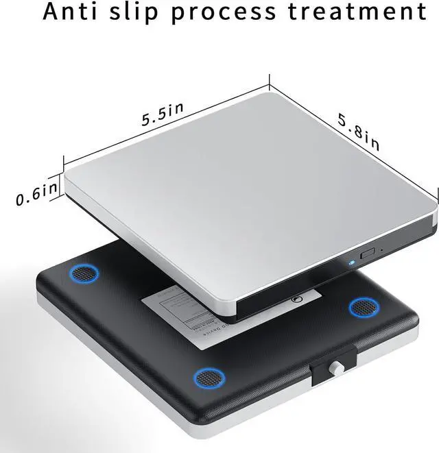 Alt view image 6 of 7 - External Blu-ray Drive, BD Player with Read/Write Capability Portable Blu-ray CD/DVD Drive Burner with USB 3.0 and Type-C DVD Burner 3D Blu-ray Drives Compatible with Windows and Mac OS PC Laptops