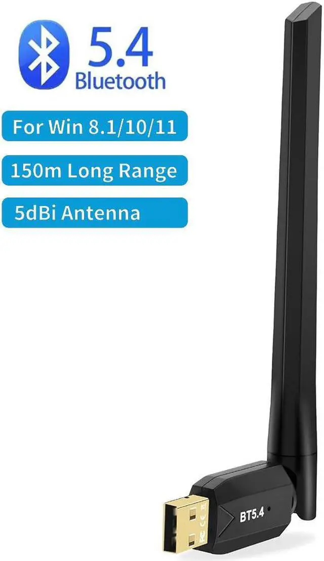 Main image of Bluetooth 5.4 Adapter for PC, 2x5dBi USB Bluetooth Dongle BT5.4 EDR Adapter for Laptop Keyboard Mouse Headsets Speakers, 150M Long Range Bluetooth USB Adapter Supports Windows 11/10/8.1(Plug and Play)