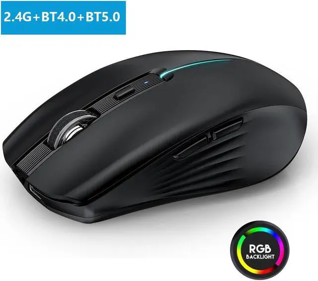 Main image of Gaming Mice, Bluetooth Wireless Mouse - (BT4.0/BT5.0+2.4G) Tri-Mode High Performance Wireless Mouse, Rechargeable, Quiet Click ,3 Adjustable DPI, Multi-Device Compatibility for Laptop, Computer