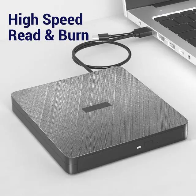 Alt view image 6 of 7 - External CD DVD Drive, Portable DVD Player for Laptop, USB 3.0&Type C External CD/DVD Burner, CD ROM Optical USB DVD Drive External is Suitable for PC, Desktop, Windows 7/8/10/11, Mac OS and Linux