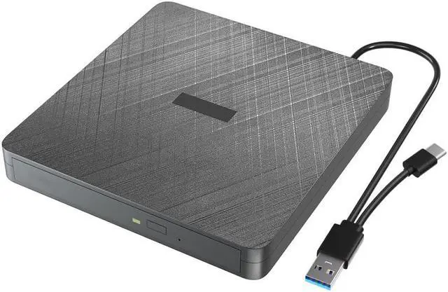 Main image of External CD DVD Drive, Portable DVD Player for Laptop, USB 3.0&Type C External CD/DVD Burner, CD ROM Optical USB DVD Drive External is Suitable for PC, Desktop, Windows 7/8/10/11, Mac OS and Linux