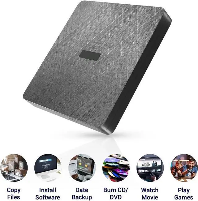 Alt view image 4 of 7 - External CD DVD Drive, Portable DVD Player for Laptop, USB 3.0&Type C External CD/DVD Burner, CD ROM Optical USB DVD Drive External is Suitable for PC, Desktop, Windows 7/8/10/11, Mac OS and Linux