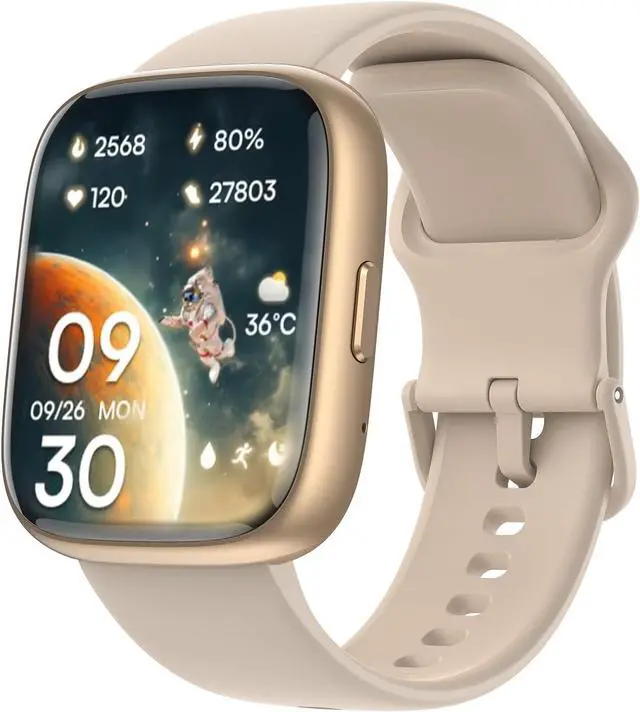 Main image of IHDAPP Smart Watch, Alexa Built-in Smartwatch(Answer/Make Calls),1.83" HD Fitness Tracker,IP68 Waterproof 100+ Sport Mode Activity Tracker,Heart Rate SpO2 Sleep Monitor, iOS Android Compatible (Gold)