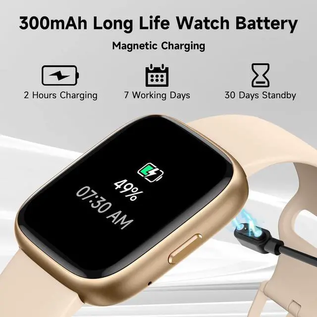 Alt view image 7 of 7 - IHDAPP Smart Watch, Alexa Built-in Smartwatch(Answer/Make Calls),1.83" HD Fitness Tracker,IP68 Waterproof 100+ Sport Mode Activity Tracker,Heart Rate SpO2 Sleep Monitor, iOS Android Compatible (Gold)