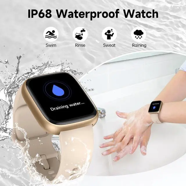 Alt view image 5 of 7 - IHDAPP Smart Watch, Alexa Built-in Smartwatch(Answer/Make Calls),1.83" HD Fitness Tracker,IP68 Waterproof 100+ Sport Mode Activity Tracker,Heart Rate SpO2 Sleep Monitor, iOS Android Compatible (Gold)