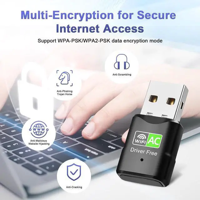 Alt view image 5 of 7 - IHDAPP 650Mbps USB WiFi Adapter, 2.4Ghz & 5Ghz Dual-Band Wi-Fi Adapter, AC650 Wireless Adapter Network Card Compatible with Windows Vista/Xp/Win7/8.1/10/11