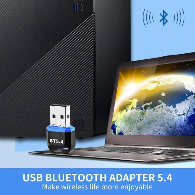 Alt view image 2 of 7 - IHDAPP USB Bluetooth 5.4 Adapter for PC, Plug and Play USB Bluetooth Dongle Receiver with BR+EDR+BLE+LMP13.X, Long Range Support Windows 11/10/8.1 for Desktop Laptop PS/Xbox Keyboard Mouse Headset