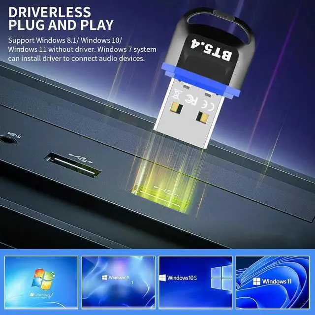Alt view image 6 of 7 - IHDAPP USB Bluetooth 5.4 Adapter for PC, Plug and Play USB Bluetooth Dongle Receiver with BR+EDR+BLE+LMP13.X, Long Range Support Windows 11/10/8.1 for Desktop Laptop PS/Xbox Keyboard Mouse Headset