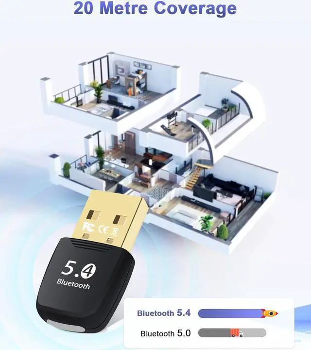 Alt view image 2 of 7 - IHDAPP Bluetooth Adapter PC, BT 5.4 Bluetooth Dongle, Bluetooth Dongle USB Adapter, Bluetooth Stick, Low Latency, Plug & Play, with Windows 7/10/8.1/11, for Desktop, Laptop, Headset, Keyboard, Mouse