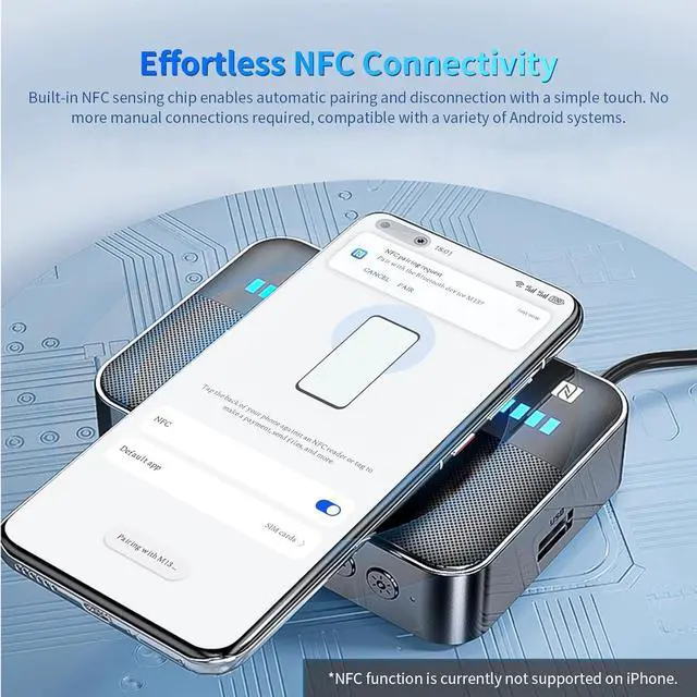 Alt view image 5 of 7 - IHDAPP Bluetooth 5.3 Transmitter Receiver,  2-in-1 Bluetooth Adapter HiFi Audio Bluetooth Receiver, DAC Converter with LED Display RGB Light and NFC 3.5mm AUX RCA Optical Coaxial USB for PC/TV/Car