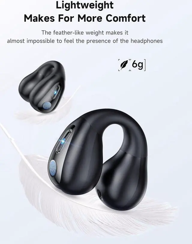 Alt view image 3 of 6 - IHDAPP Bone Conduction Headphones - Wireless Earbuds Bluetooth Sports Open Ear Headphone Wireless, Waterproof Running Earphones with Built-in Mic, Clip-on Ear Comfort Ear Buds (Black)
