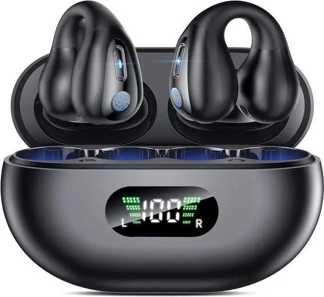Main image of IHDAPP Bone Conduction Headphones - Wireless Earbuds Bluetooth Sports Open Ear Headphone Wireless, Waterproof Running Earphones with Built-in Mic, Clip-on Ear Comfort Ear Buds (Black)
