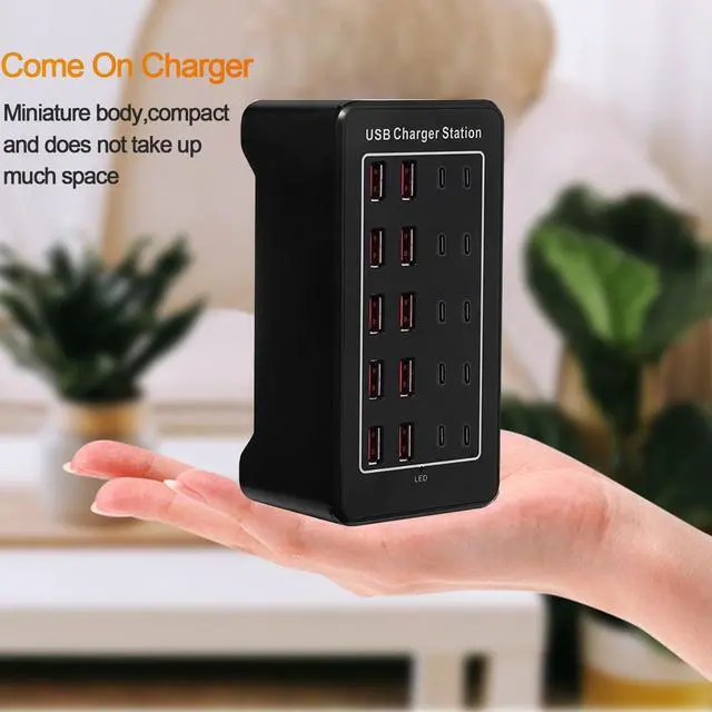 Alt view image 7 of 7 - IHDAPP [10 USB A + 10 USB C] USB C Charger Block 100W USB C Charging Station, 20 Port (20A) Multiple Charging Hub Desktop 20-Ports USB Charger Compatible for Cell Phone, Tablets, Office Home Use