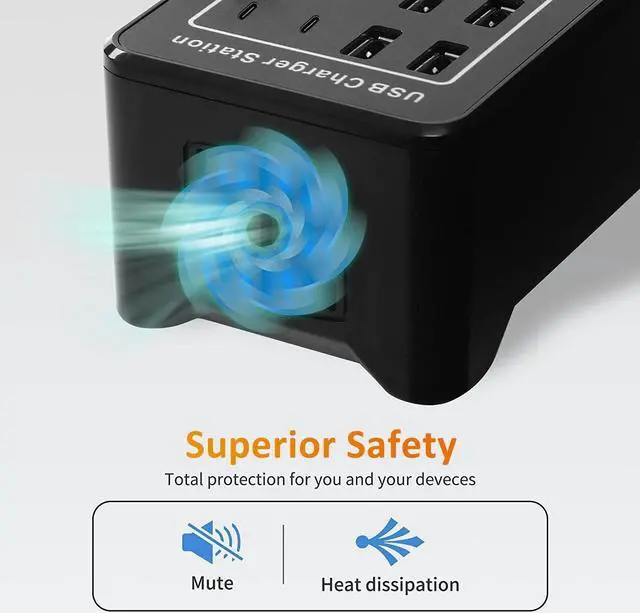 Alt view image 6 of 7 - IHDAPP [10 USB A + 10 USB C] USB C Charger Block 100W USB C Charging Station, 20 Port (20A) Multiple Charging Hub Desktop 20-Ports USB Charger Compatible for Cell Phone, Tablets, Office Home Use