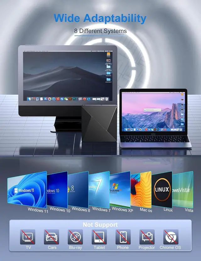 Alt view image 4 of 7 - IHDAPP External CD/DVD Drive for Laptop, Portable DVD Player for Laptop,USB 3.0 USB C Portable DVD Reader Writer ROM Drive, CD Burner External Disk Drive Compatible with Windows 11/10/8/7 Linux OS