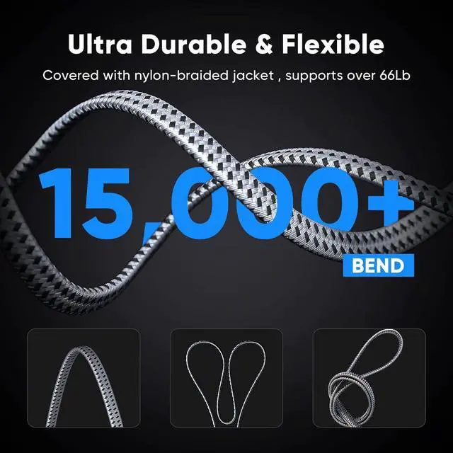 Alt view image 5 of 7 - IHDAPP Cat 8 Ethernet Cable 16.4 Feet / 5M, Braided Flat Cat8 High Speed Internet Cable, Shielded Gold Plated Connector, 28 AWG, 40Gbps, 2000Mhz, LAN Network Cord Compatible with Gaming, Modem, Router