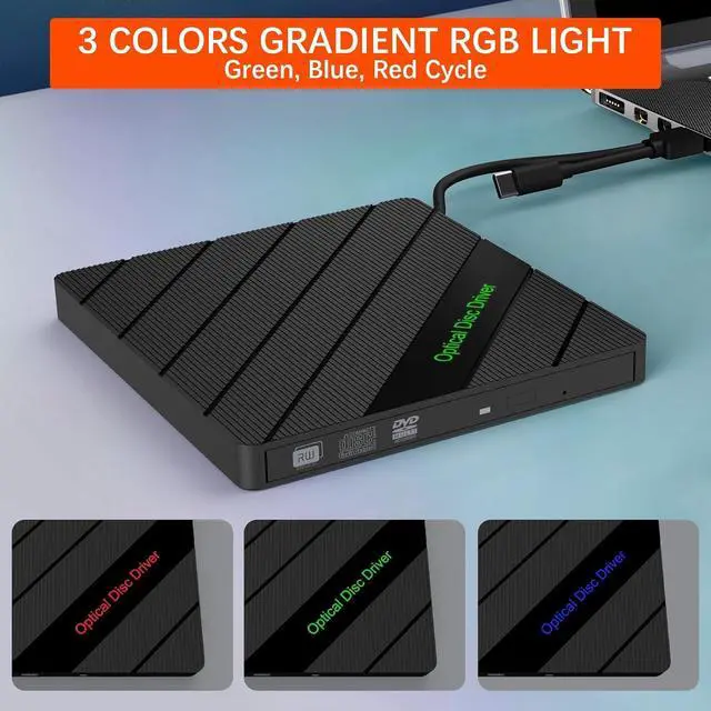 Alt view image 5 of 7 - IHDAPP 8 in 1 External CD/DVD Drive for Laptop, USB 3.0 Portable External CD Burner Reader Writer with 4 USB Ports/2 TF SD Slots/1 Type C Port, Disc Optical Drive for Laptop/PC/Mac/Windows/Linux OS