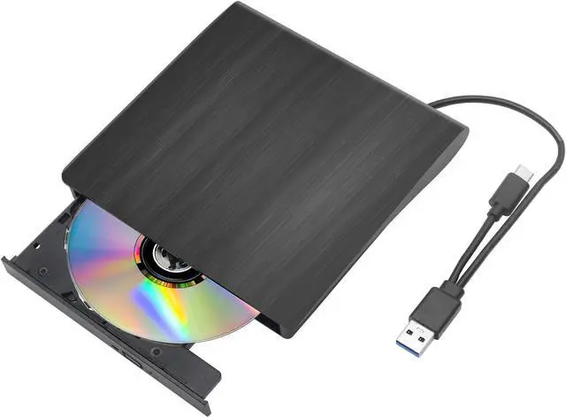 Main image of IHDAPP External CD DVD Drive, Portable CD DVD +/-Rw Reader Disk Drive Slim DVD/CD Burner Player, USB 3.0 and Type-C Optical DVD Drive ROM Burner Rewriter for Laptop PC Windows 10/8/7/XP/Linux, MacOS