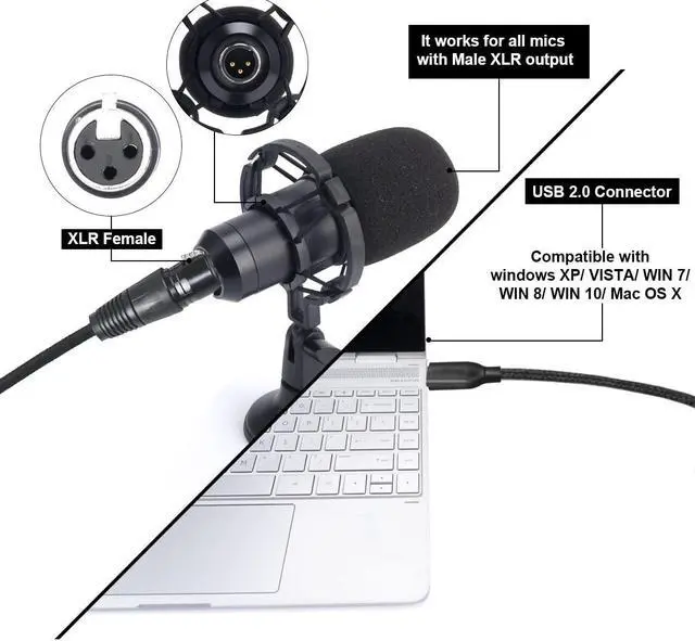 Alt view image 2 of 7 - IHDAPP 3.3ft/1M Female XLR to USB C, USB C to XLR Female Cord for Microphone, Compatible Microphone Recording Audio Cable, XLR Female to USB C Microphone Audio Cable Connected to Smartphone,Tablet