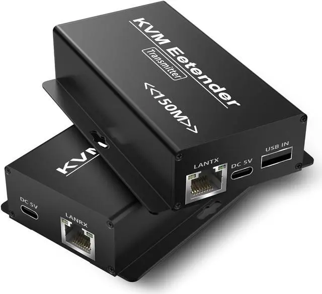 Main image of IHDAPP 492FT HDMI KVM USB Extender Kit, 1080P HDMI Ethernet Extender Balun Transmitter Receiver Over Cat 5e/6/7 Cable with Loopout Function-USB Keyboard Mouse, 150M lossless Transmission KVM Extender