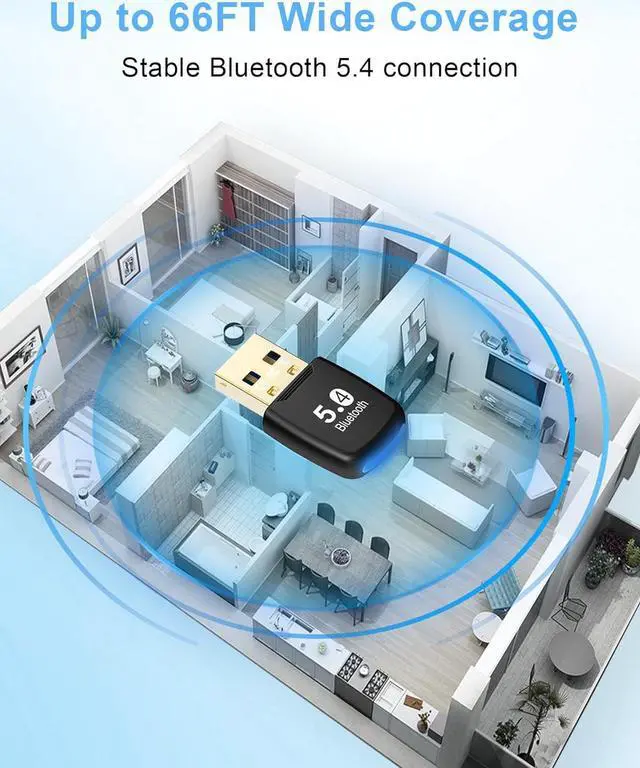 Alt view image 2 of 7 - IHDAPP Bluetooth Adapter PC, USB Bluetooth 5.4 Adapter EDR Bluetooth Dongle for Windows 11/10/8.1/7, Bluetooth 5.4 USB Adapter for PC Laptop Headphones Keyboard Mouse Controller Headset Desktop