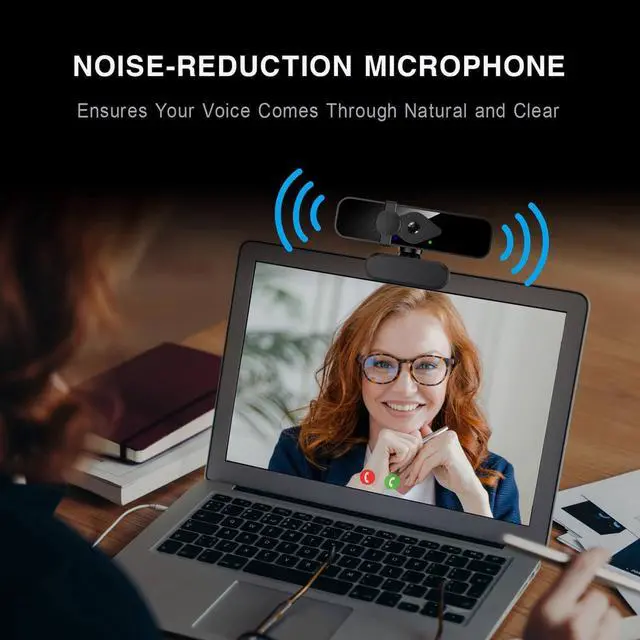 Alt view image 3 of 6 - IHDAPP 2K Webcam for PC, 85° View USB Computer Camera, with Noise Canceling Microphone & Privacy Cover, HD Web Camera for Desktop Laptop Monitor Mac Streaming, Gaming & Video Calling Webcam