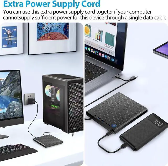 Alt view image 7 of 7 - IHDAPP 6-in-1 External CD/DVD Drive for Laptop, DVD Player for Laptop, CD Reader with 2 USB A, 1 USB C & SD/TF Card Reader, External CD/DVD Optical Drive Compatible with Windows 11/10/8/7/Linux, MacOS